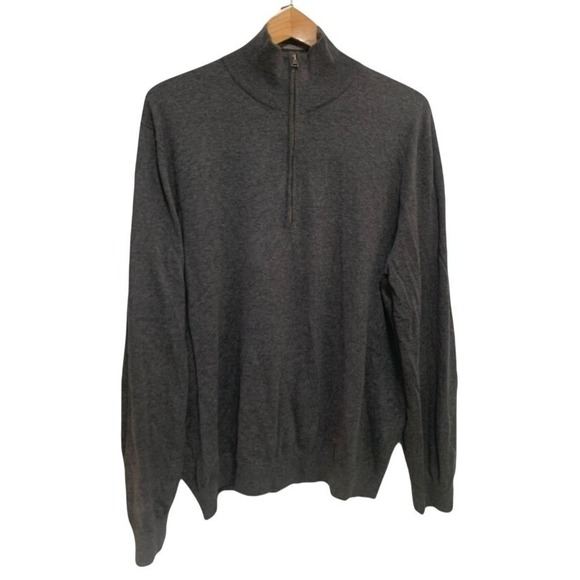 Banana Republic Other - Banana Republic Quarter Zip Sweater Mens XL Gray 100% Cotton Mock Neck Pullover